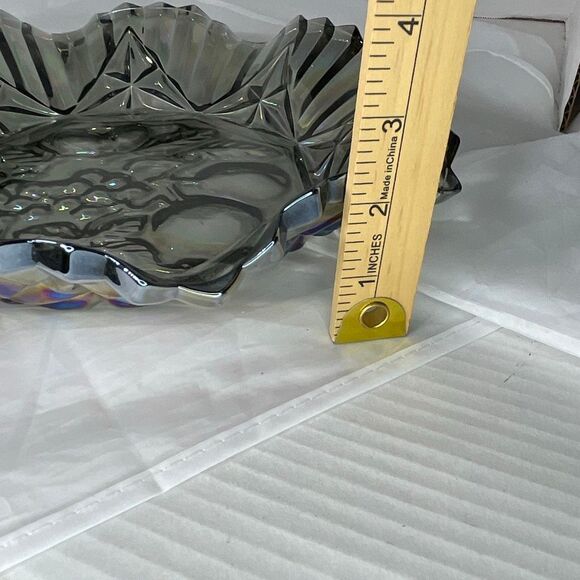 VTG Federal Glass Pioneer 10” blue smoke saw tooth edge fruit bowl - Picture 6 of 6